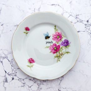 Wandteller Herr Fuchs yeah Typo Wohnen Hummel mini 19cm vintage gold Blume Rosa