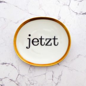 Wandteller Typo jetzt Herr Fuchs mini 11cm Gold oval vintage wohnen