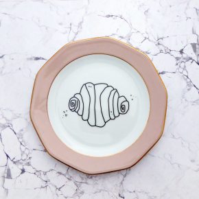 Wandteller Franzbrötchen vintage Herr Fuchs Teller Rosa / Gold 19cm Hamburg Wohnen eckig