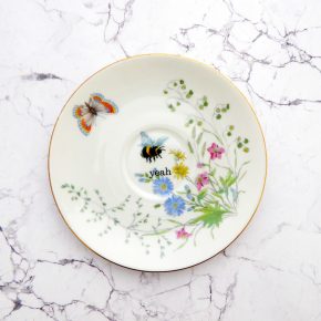 Wandteller Herr Fuchs yeah Typo Wohnen Hummel mini 14cm vintage gold Blume bunt