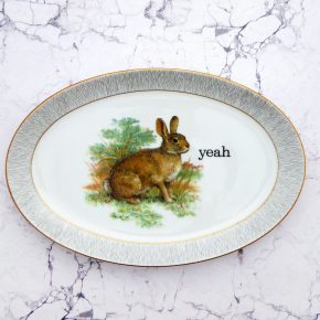 Wandteller Platte Hase vintage Typo yeah Herr Fuchs 30cm Gold Muster vintage