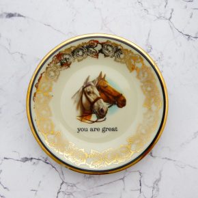 Wandteller Herr Fuchs you are great Typo Pferde mini 12cm Wohnen vintage gold Muster