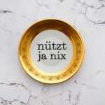 Wandteller Typo nützt ja nix Herr Fuchs mini 11cm Gold Muster vintage Wohnen