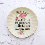 Wandteller plietsch Typo Herr Fuchs mini 12cm rosa gold Blume Wohnen plattdeutsch vintage