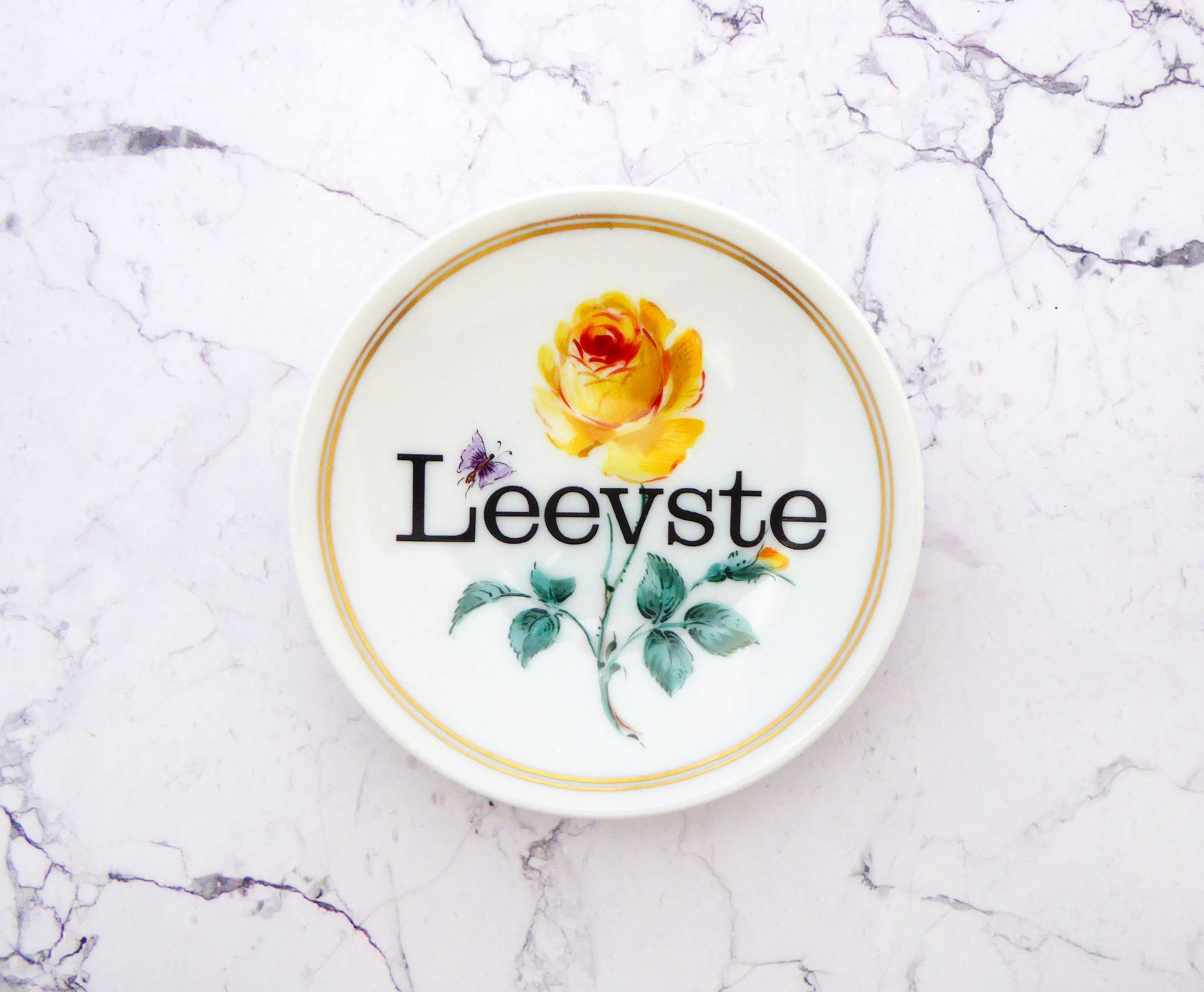 Wandteller Herr Fuchs Typo Leevste Blumen mini 10cm vintage Gold