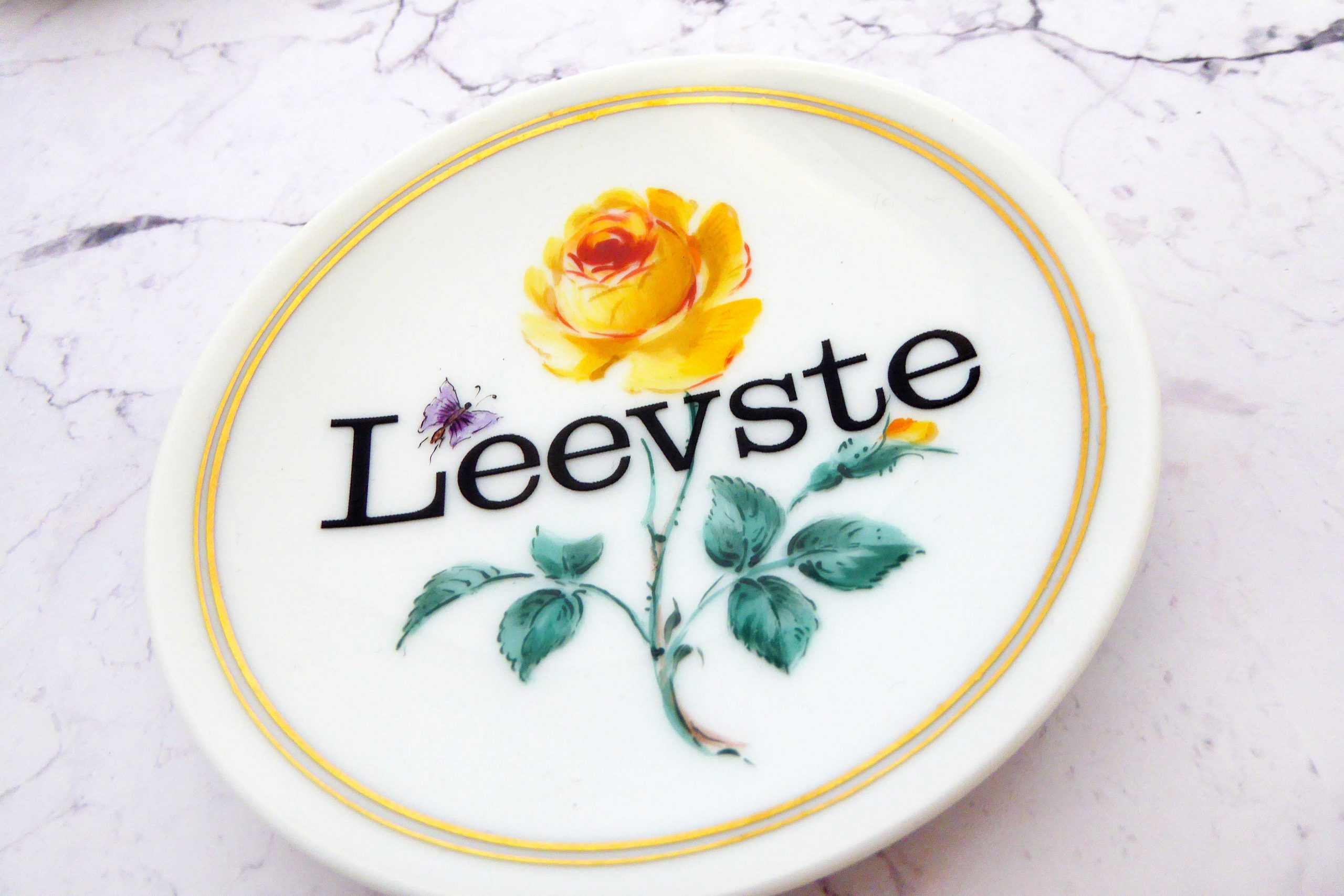 Wandteller Herr Fuchs Typo Leevste Blumen mini 10cm vintage Gold – Bild 2