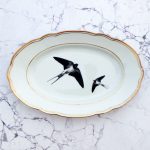 Wandteller Platte Herr Fuchs Schwalbe gold vintage 22cm Bögen wohnen