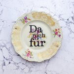 Wandteller Typo Da nich für vintage Herr Fuchs Teller Gold Bunt 19cm Blume schnack