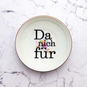 Wandteller Typo Da nich für Herr Fuchs mini 11cm Gold Blumen vintage schnack