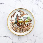 Wandteller Herr Fuchs yeah Typo Vogel mini Ente 10cm gold vintage