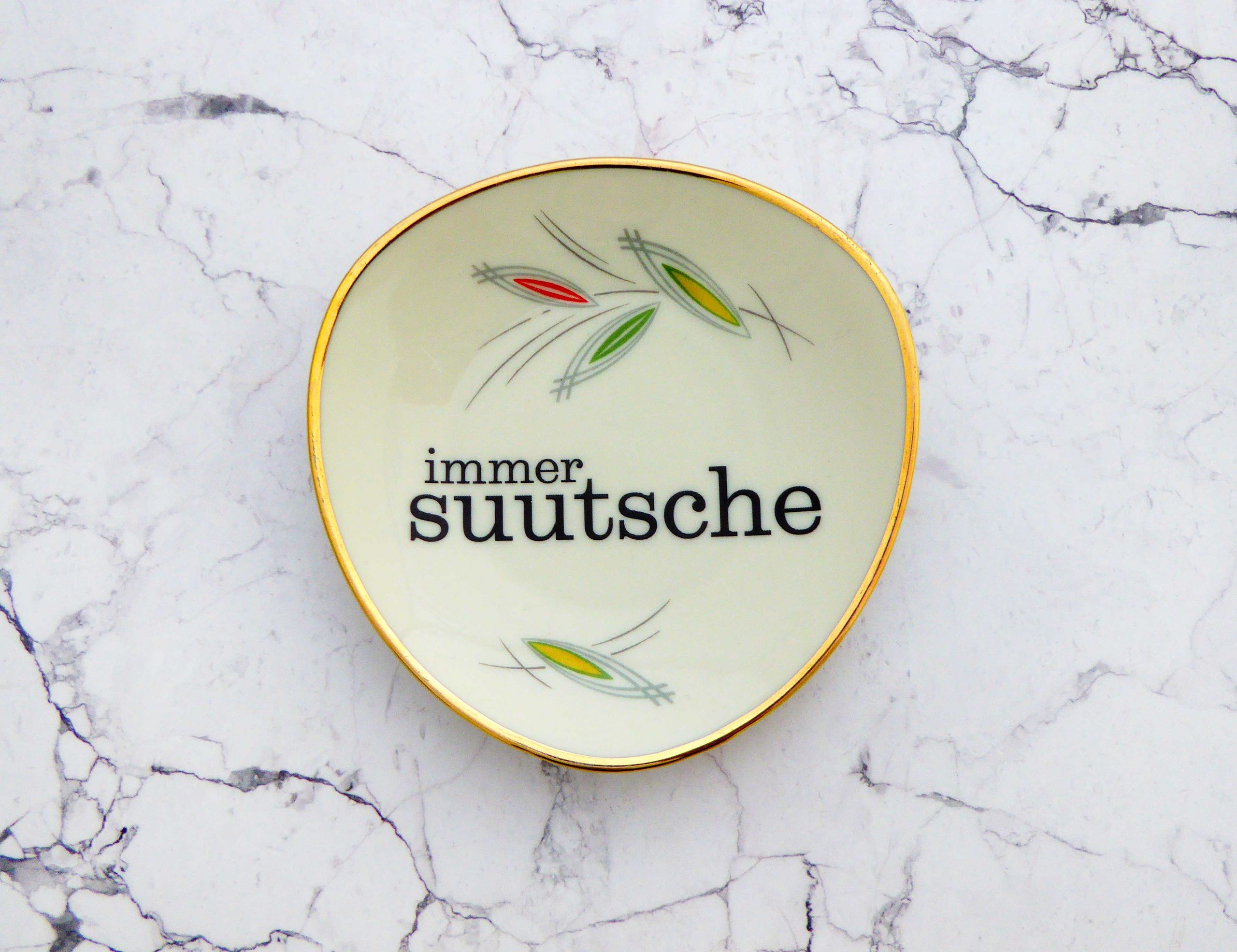 Wandteller Typo suutsche vintage Herr Fuchs Teller Gold Muster Wohnen 11cm schnack mini