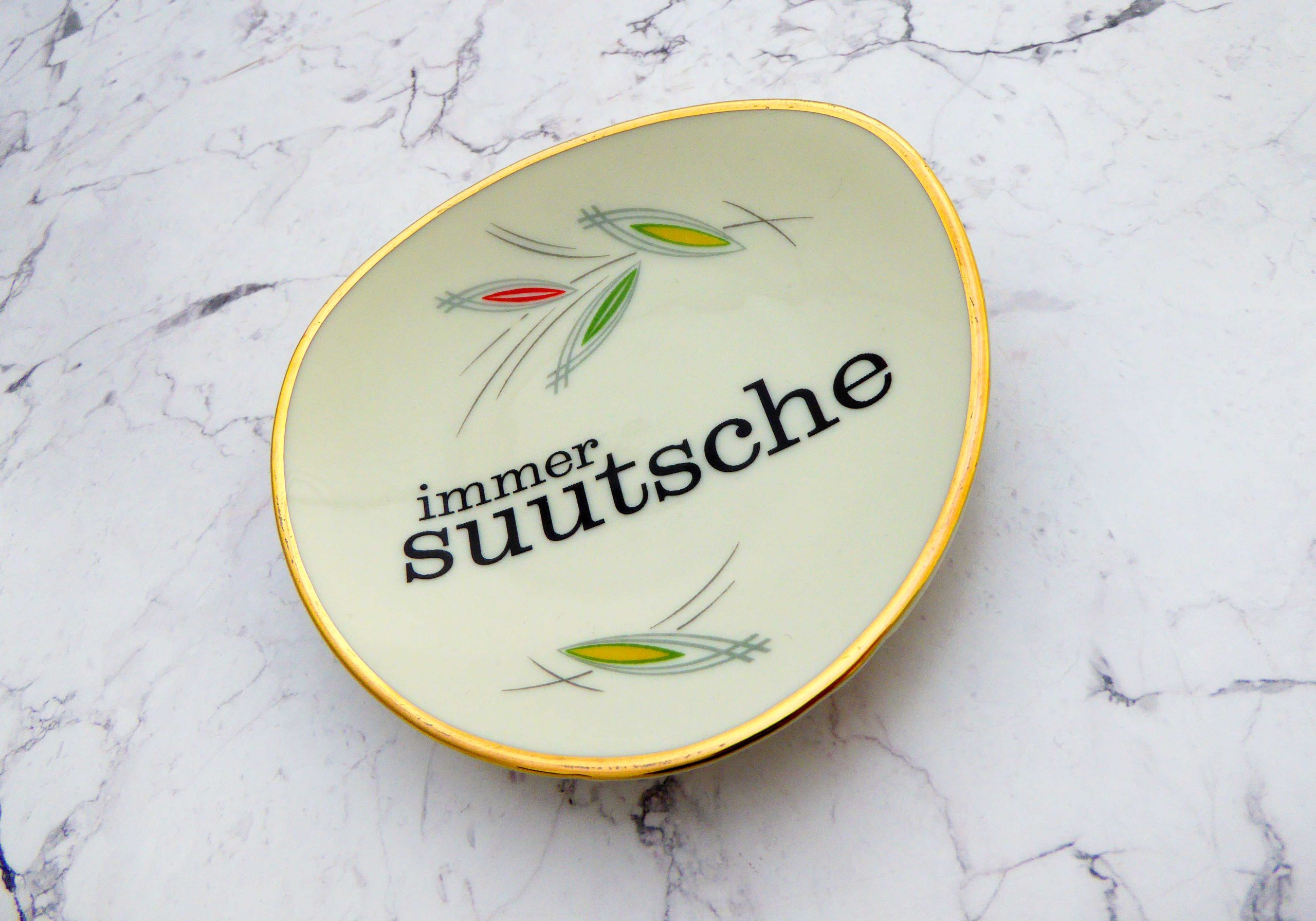 Wandteller Typo suutsche vintage Herr Fuchs Teller Gold Muster Wohnen 11cm schnack mini – Bild 2