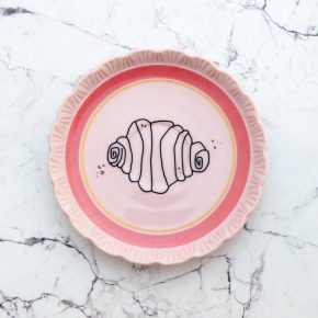 Wandteller Franzbrötchen vintage Herr Fuchs Teller Rosa/Gold 11cm Hamburg Wohnen