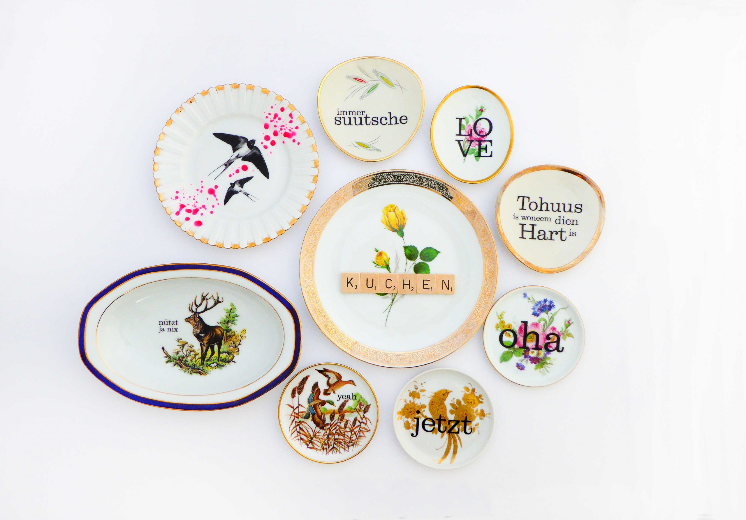 Wandteller Kuchen Vintage Herr Fuchs Deko Küche 19cm Food Ringe schwarz weiß – Bild 3