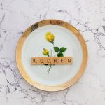 Wandteller Kuchen Vintage Herr Fuchs Deko Küche 19cm Food Blume Gelb Gold