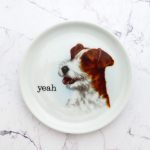 Wandteller Herr Fuchs Typo yeah mini Hund 10cm wohnen vintage weiß