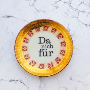 Wandteller Typo Da nich für Herr Fuchs mini 11cm Gold Rot vintage schnack