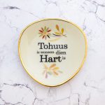 Wandteller Tohuus Typo Herr Fuchs mini 11cm gold oval plattdeutsch bunt Blume