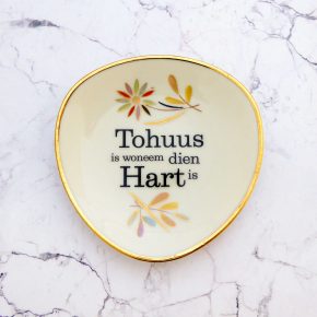 Wandteller Tohuus Typo Herr Fuchs mini 11cm gold oval plattdeutsch bunt Blume