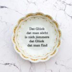 Wandteller Glück Typo Herr Fuchs mini 10cm Blumen gold vintage plattdeutsch