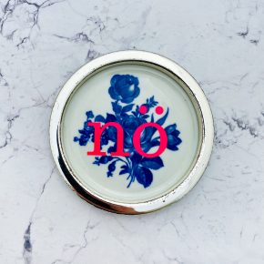 Wandteller Herr Fuchs Typo neonpink nö mini blau Blumen 10cm silber nein vintage