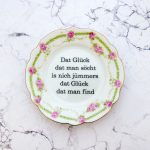 Wandteller Glück Typo Herr Fuchs mini 11cm gold Blume Ranke vintage plattdeutsch