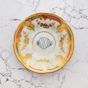 Wandteller Franzbrötchen vintage Herr Fuchs Teller Blau/Rosa/Gold 15cm Hamburg Wohnen