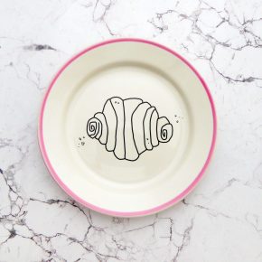 Wandteller Franzbrötchen vintage Herr Fuchs Teller Rosa/Weiß 15cm Hamburg Wohnen