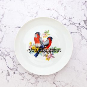 Wandteller Teller Herr Fuchs Typo you are great Vogel 19cm Dompfaffen Vögel