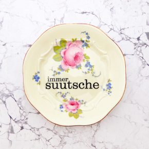 Wandteller Typo suutsche vintage Herr Fuchs Teller rosa Gold Blumen Wohnen 19cm schnack (Kopie)