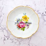 Wandteller you are great Herr Fuchs Blume bunt 19cm Gold rosa / gelb vintage Bögen