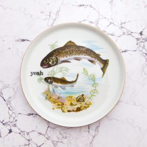 Wandteller Herr Fuchs Typo yeah 18cm Fisch gold Wohnen Meer vintage