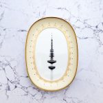 Wandteller Platte Herr Fuchs Hamburger Fernsehturm creme/gold Punkte 21cm