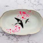 Wandteller Platte Herr Fuchs Schwalbe Wohnen 22cm neonpink Kleckse vintage Bögen