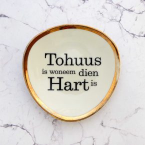 Wandteller Tohuus Typo Herr Fuchs mini gold oval vintage plattdeutsch 11cm