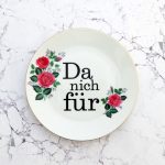 Wandteller Typo Da nich für vintage Herr Fuchs Teller Gold Bunt 19cm Blume schnack rosa