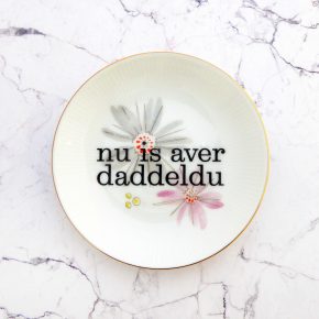 Wandteller daddeldu Typo Herr Fuchs mini 11cm gold plattdeutsch vintage Blume