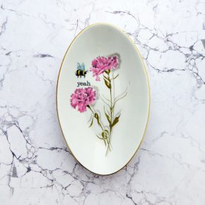 Wandteller Platte Herr Fuchs yeah Typo Wohnen Hummel 21cm vintage gold Blume rosa