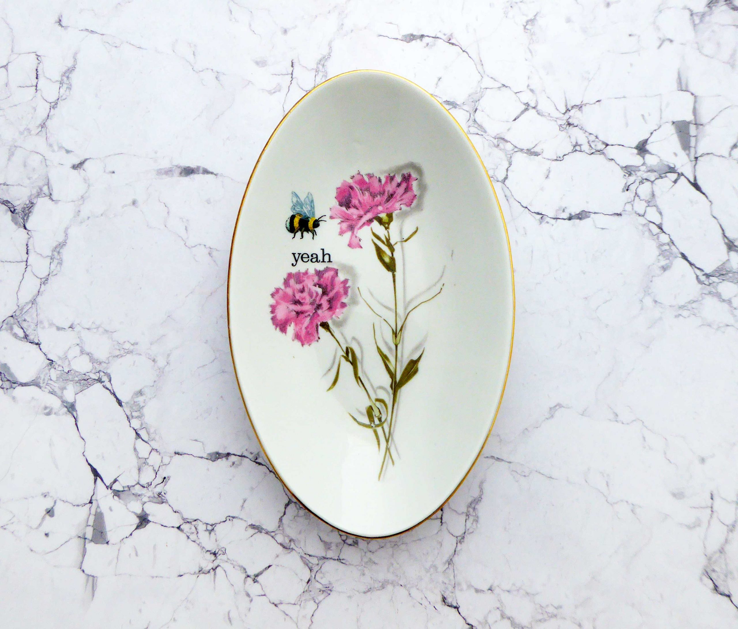 Wandteller Platte Herr Fuchs yeah Typo Wohnen Hummel 21cm vintage gold Blume rosa