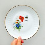 Wandteller Herr Fuchs yeah Typo Wohnen Hummel 19cm vintage gold Blume rot blau weiß