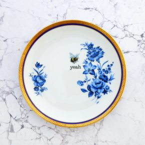 Wandteller Herr Fuchs yeah Typo Wohnen Hummel 19cm vintage gold blau Blume