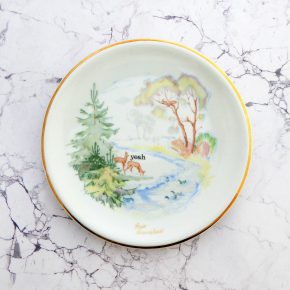 Wandteller Typo yeah Gold Herr Fuchs  Wald 19cm vintage Eichhörnchen Reh