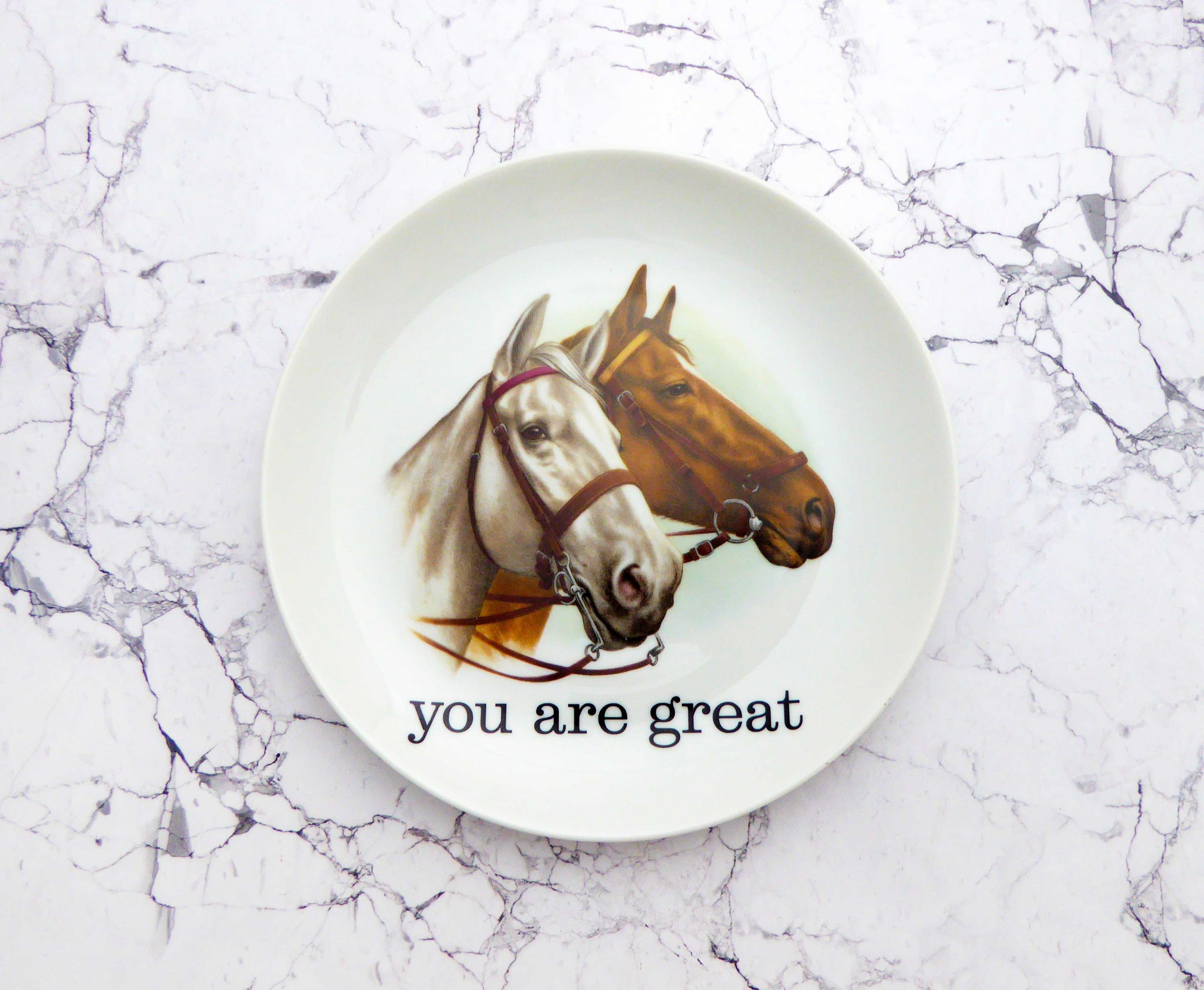Wandteller Herr Fuchs Typo you are great 19cm Pferde Wohnen vintage Tier – Bild 3