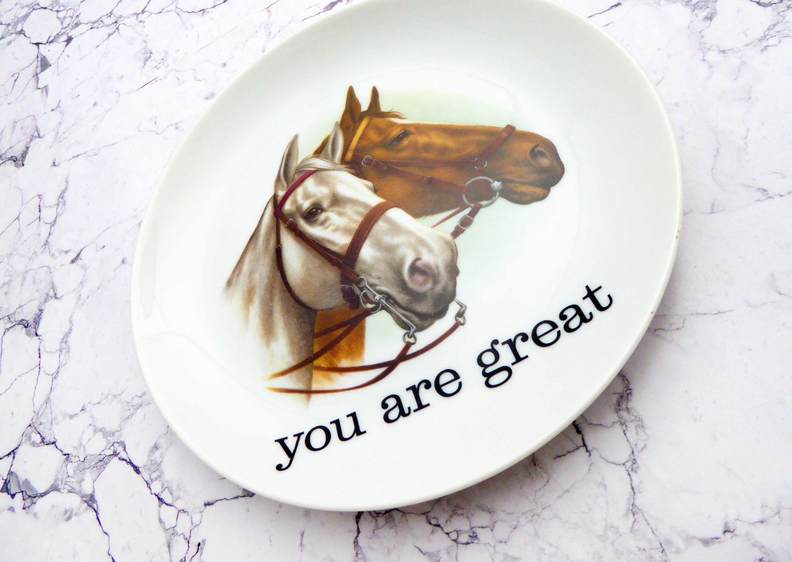 Wandteller Herr Fuchs Typo you are great 19cm Pferde Wohnen vintage Tier – Bild 2
