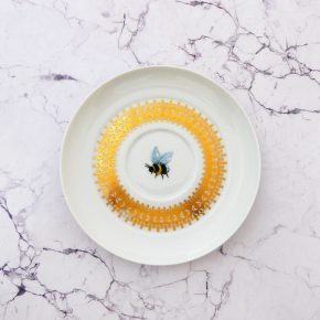 Wandteller Herr Fuchs Wohnen Hummel mini 14cm vintage weiß gold