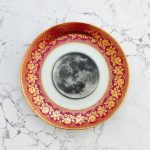 Wandteller Teller Herr Fuchs Mond rot/gold Blume vintage 19cm