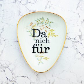 Wandteller Typo Da nich für vintage Herr Fuchs Platte Gold Bunt 21cm Blume schnack eckig