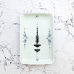 Wandteller Platte Herr Fuchs Hamburger Fernsehturm Blau Wohnen 21cm vintage Blume