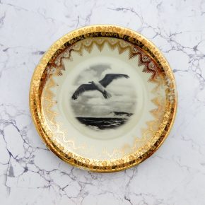 Wandteller Möwe vintage Herr Fuchs Teller Gold Muster 19cm Wohnen