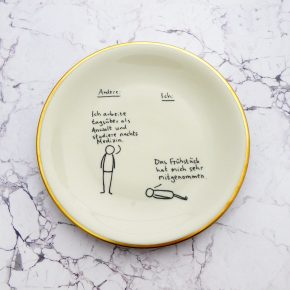 Wandteller @kriegundfreitag Typo Frühstück vintage Herr Fuchs Teller Gold 19cm